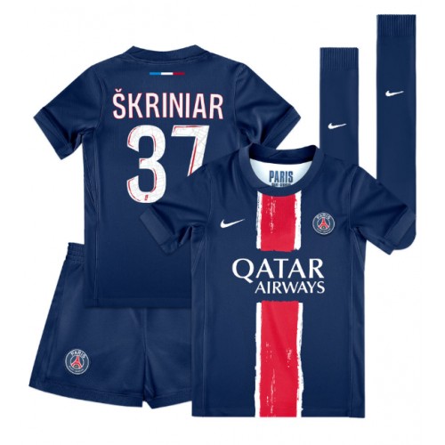 Fotbalové Dres Paris Saint-Germain Milan Skriniar #37 Dětské Domácí 2024-25 Krátký Rukáv (+ trenýrky)